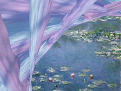 Monet water lilies with snow shadows ... Click to get back to small image