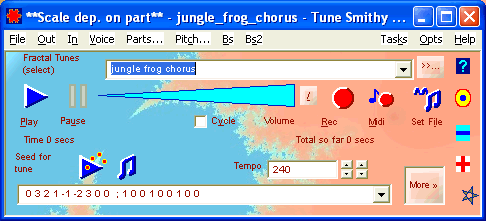 Compact version of Player task, with  just the tunes and seeds drop lists, the buttons to play, pause, record, play seed, options  for play seed, volume and tempo, and More button,